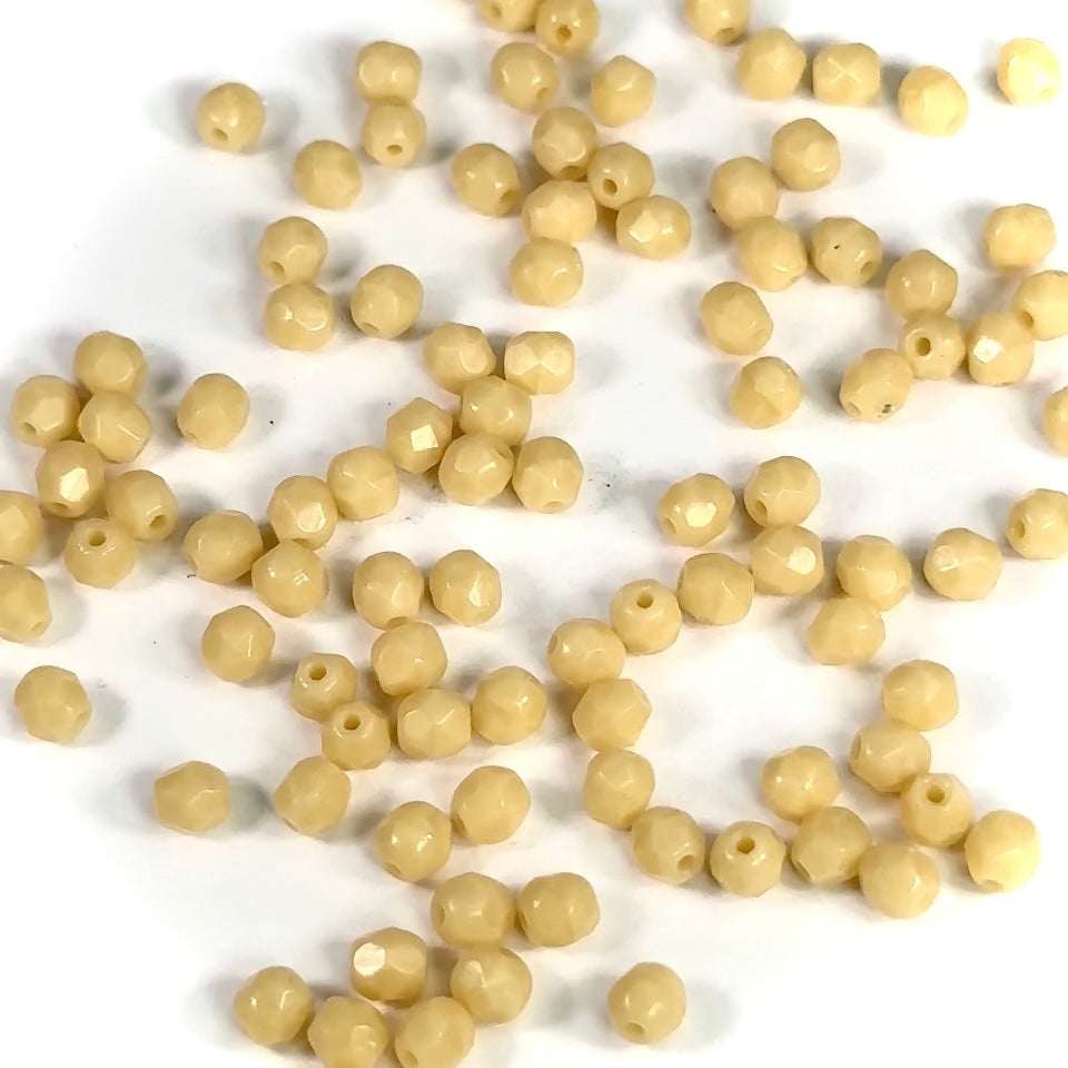Light Isabelle Opaque Czech Fire Polished Round Faceted Glass Beads 3mm 4mm