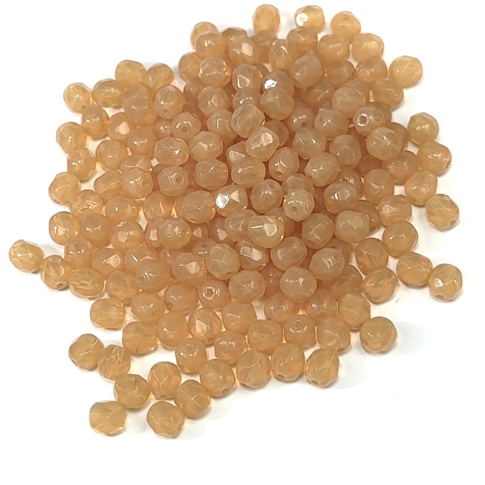 Light Brown Opal loose Traditional Czech Fire Polished Round Faceted Glass Beads 6mm 65pcs J708