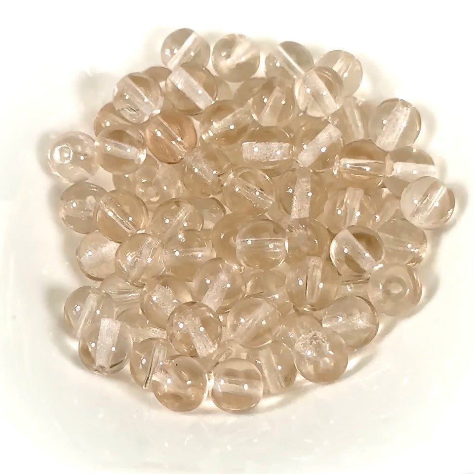 Czech Pressed Druk Round Smooth Glass Beads 6mm Light Rosaline 80 pieces J711