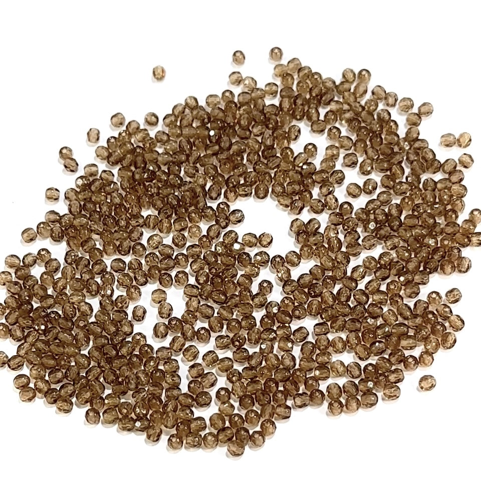 Smoked Topaz Traditional Czech Fire Polished Round Faceted Glass Beads 3mm 600pcs