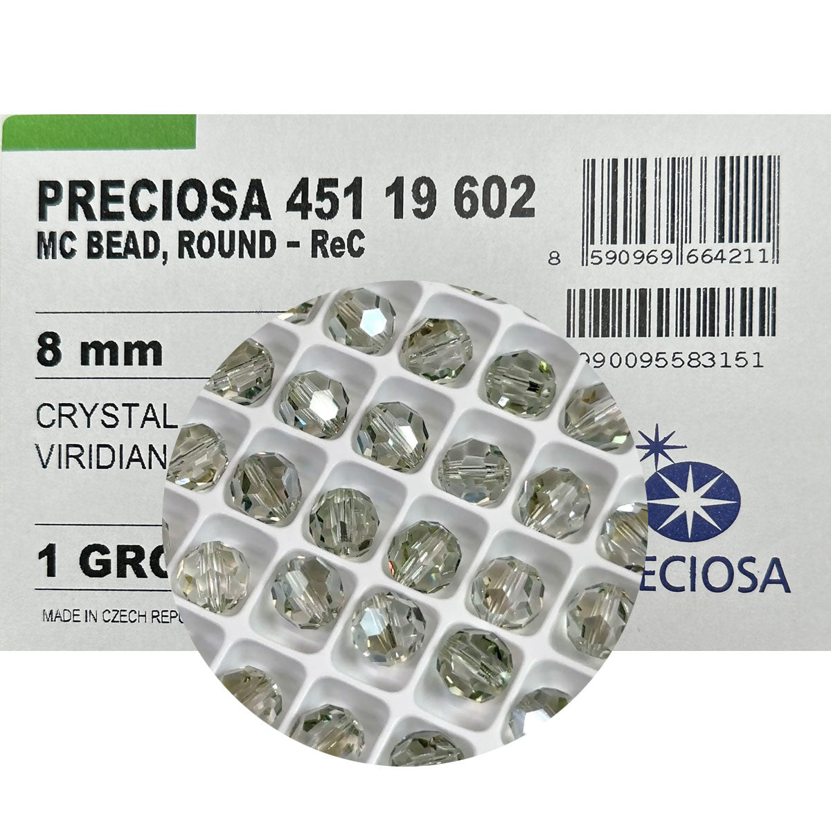 Crystal Viridian coated Czech Machine Cut Round Crystal Beads in sizes 3mm 8mm clear crystals silvery green coated