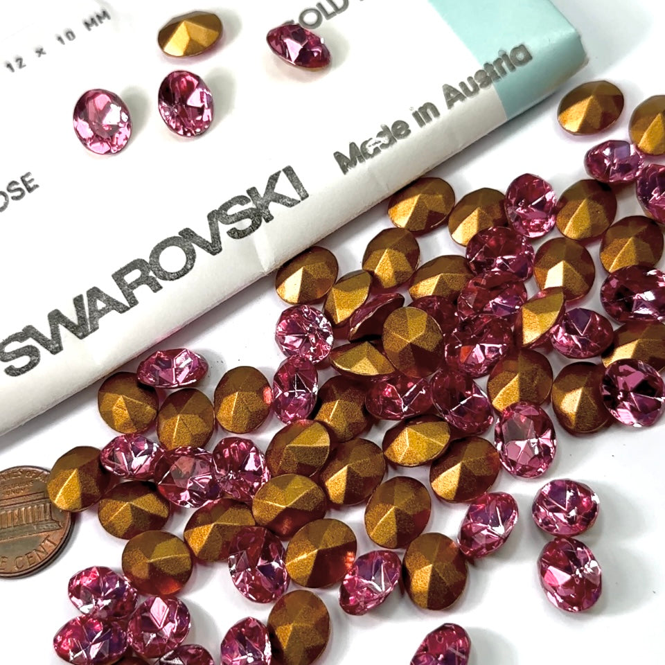 Swarovski Art.# 4130/2 TTC - Rose Gold Foiled Table Cut Oval Pointed Back Stones in size 12x10mm 72pcs SW078