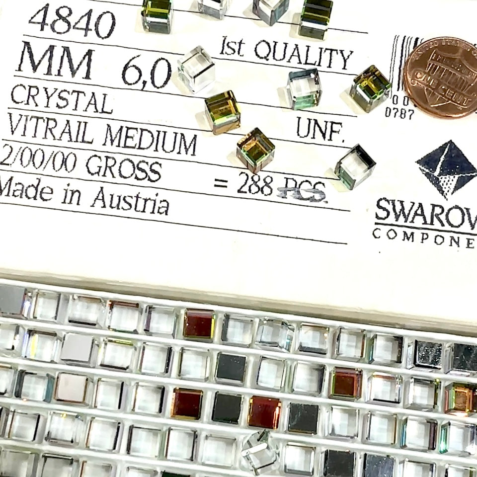 Swarovski Art.# 4840 - Crystal Vitrail Medium Cube Fancy Stones 12pcs size 6mm SW132