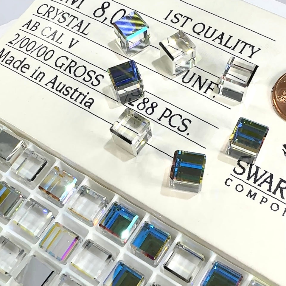 Swarovski Art.# 4840 - Crystal AB CAL Cube Fancy Stones 12pcs size 8mm SW135