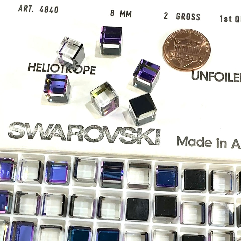 Swarovski Art.# 4840 - Crystal Heliotrope Cube Fancy Stones 12pcs size 8mm SW137