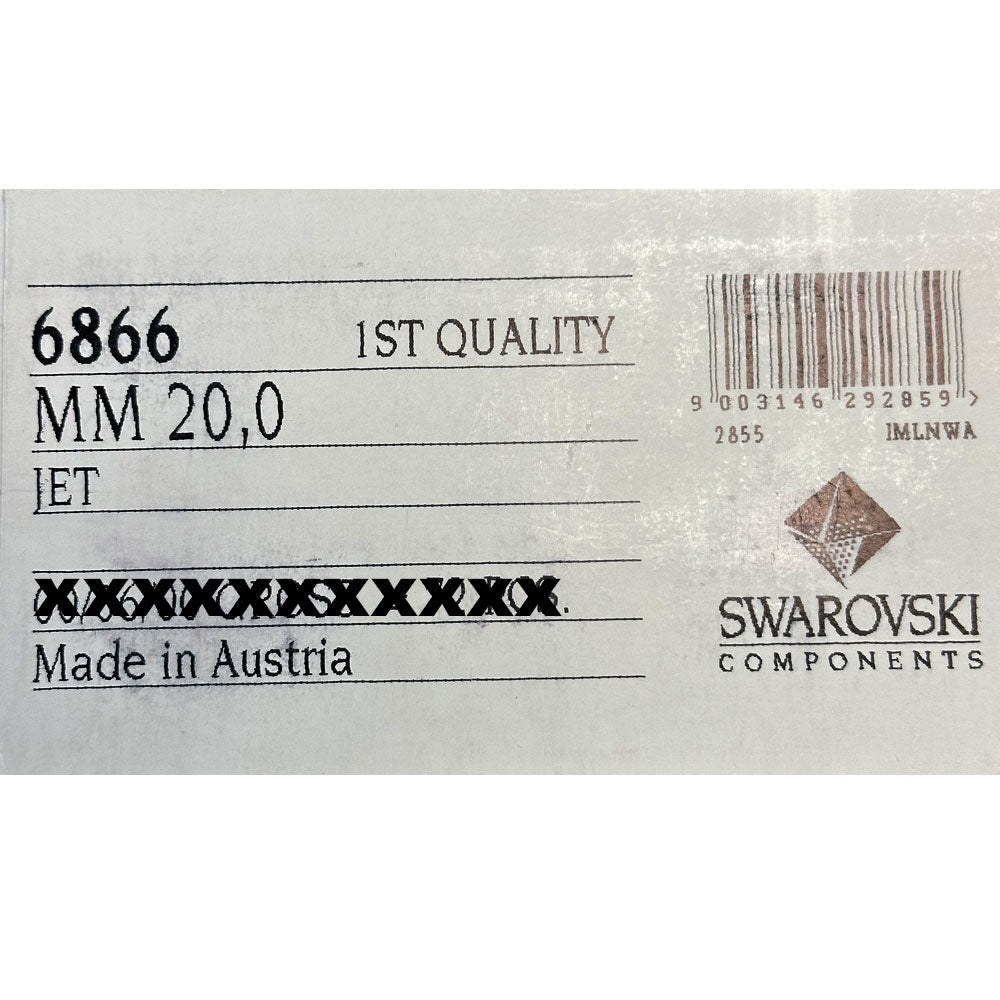 Swarovski Art.# 6866 - Jet black, top drilled chunky Cross Pendants in size 20mm, 4 pcs
