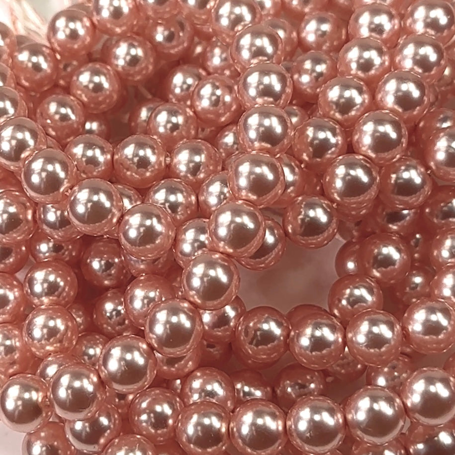 Czech Round Glass Imitation Pearls Pink Peach Pearl color 3mm 4mm