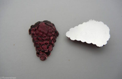 2 VINTAGE West German hand made fruit cabochons 28mm Grape Amethyst, purple #2 ii