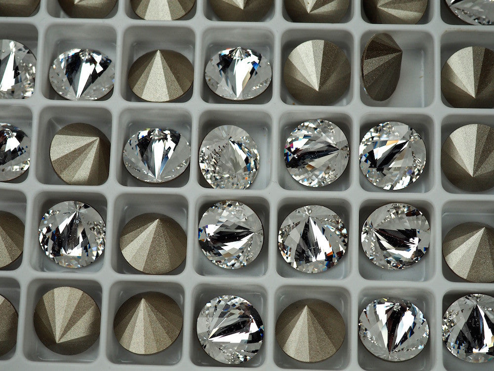 Swarovski Art.# 1222 - Rare Swarovski Elements Asymmetrical Beauty Rivoli Stone #1222, 16mm clear Crystal, Foiled. Unique Off Centered Rhinestone (cousin of 1122)