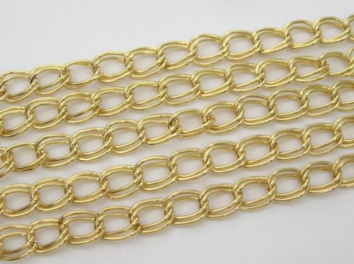 6 feet of continuous Steel Double Twisted Gold Plated Chain, Garlan USA zz 123