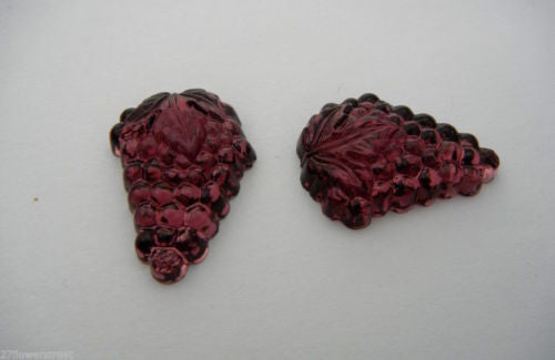 2 VINTAGE West German hand made fruit cabochons 28mm Grape Amethyst, purple #2 ii