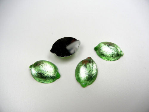 4 VINTAGE West German hand made fruit cabochons 23x16mm Lime Peridot #19 ii