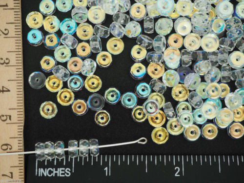 200 Czech Glass Tire Spacer Beads 3x6mm Crystal AB coated P114