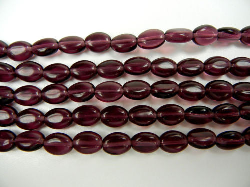 51 Czech flat oval druk beads 8x6mm Amethyst, purple color, 16 inch strand