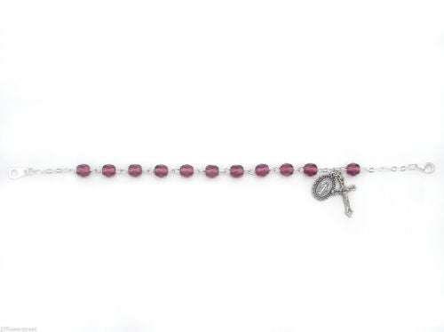 12 fine quality Czech Bracelet Auto Rosaries Fire Polished Amethyst purple rosary