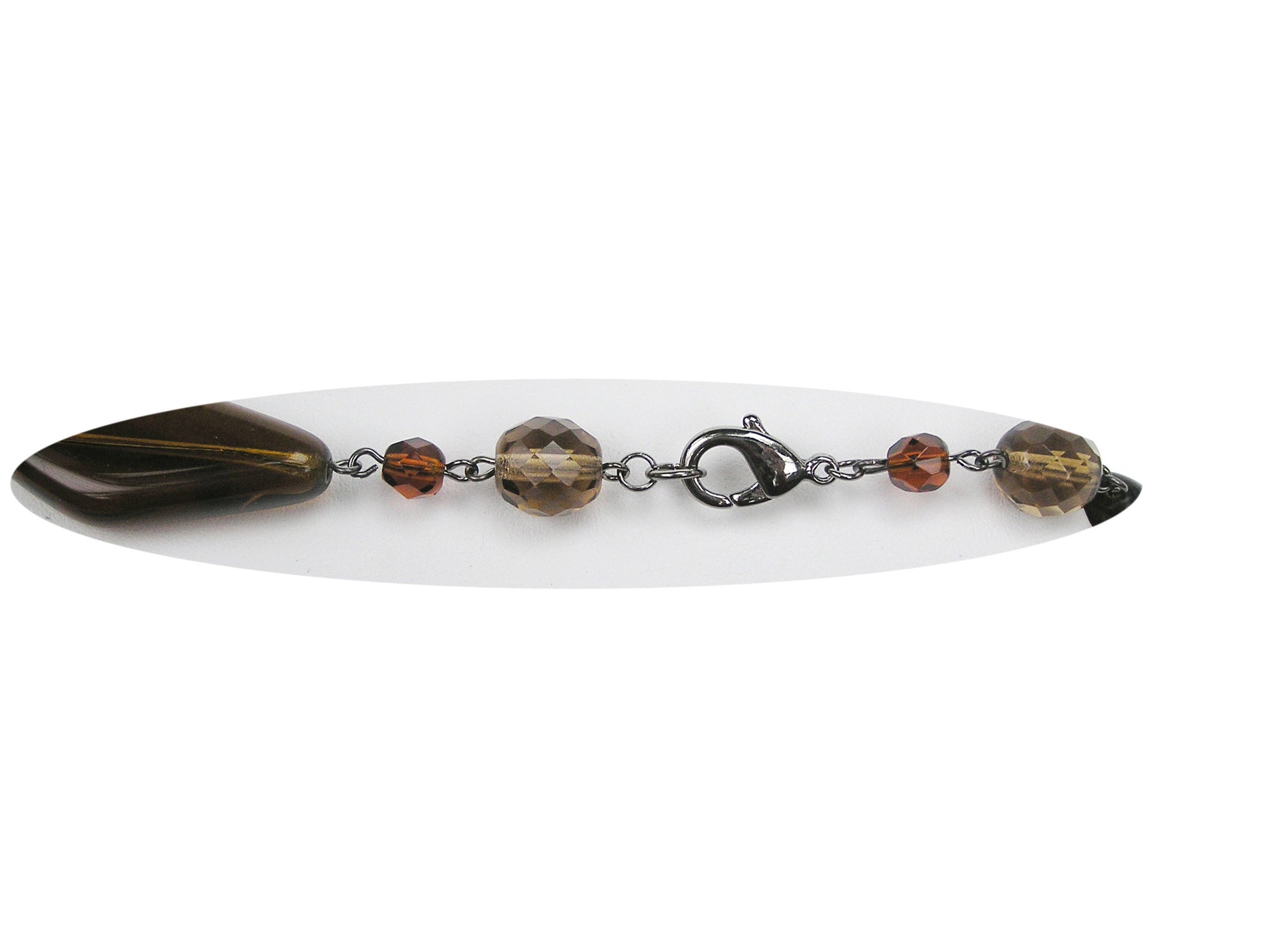 18 Inch Handmade Czech Glass Bead Smoked Topaz Linked Necklace