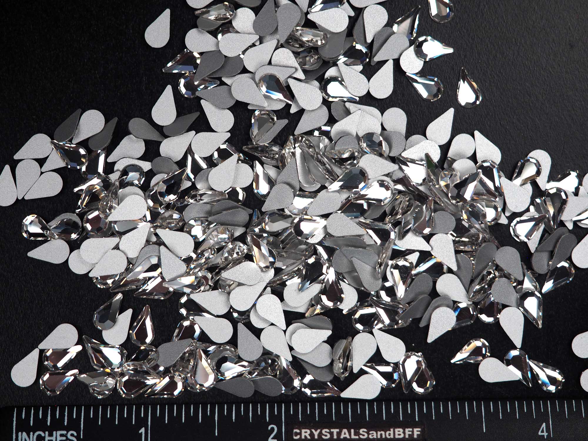 Crystal , Preciosa Czech MC Pearshape Flatback Stones Style #438-15-110 Silver Foiled, size 8x4.8mm, 72 pieces, P834