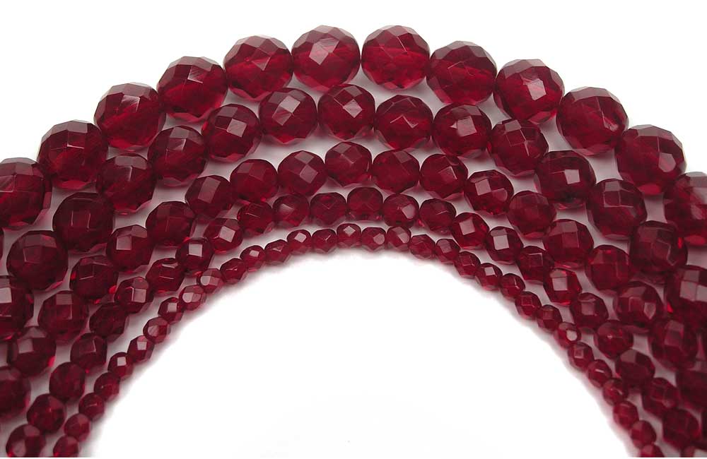 Siam dark red Czech Fire Polished Round Faceted Glass Beads 3-12mm