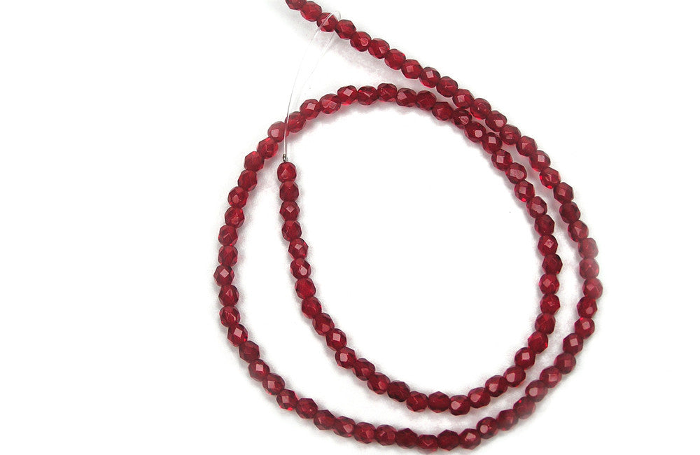 Siam dark red Czech Fire Polished Round Faceted Glass Beads 3-12mm