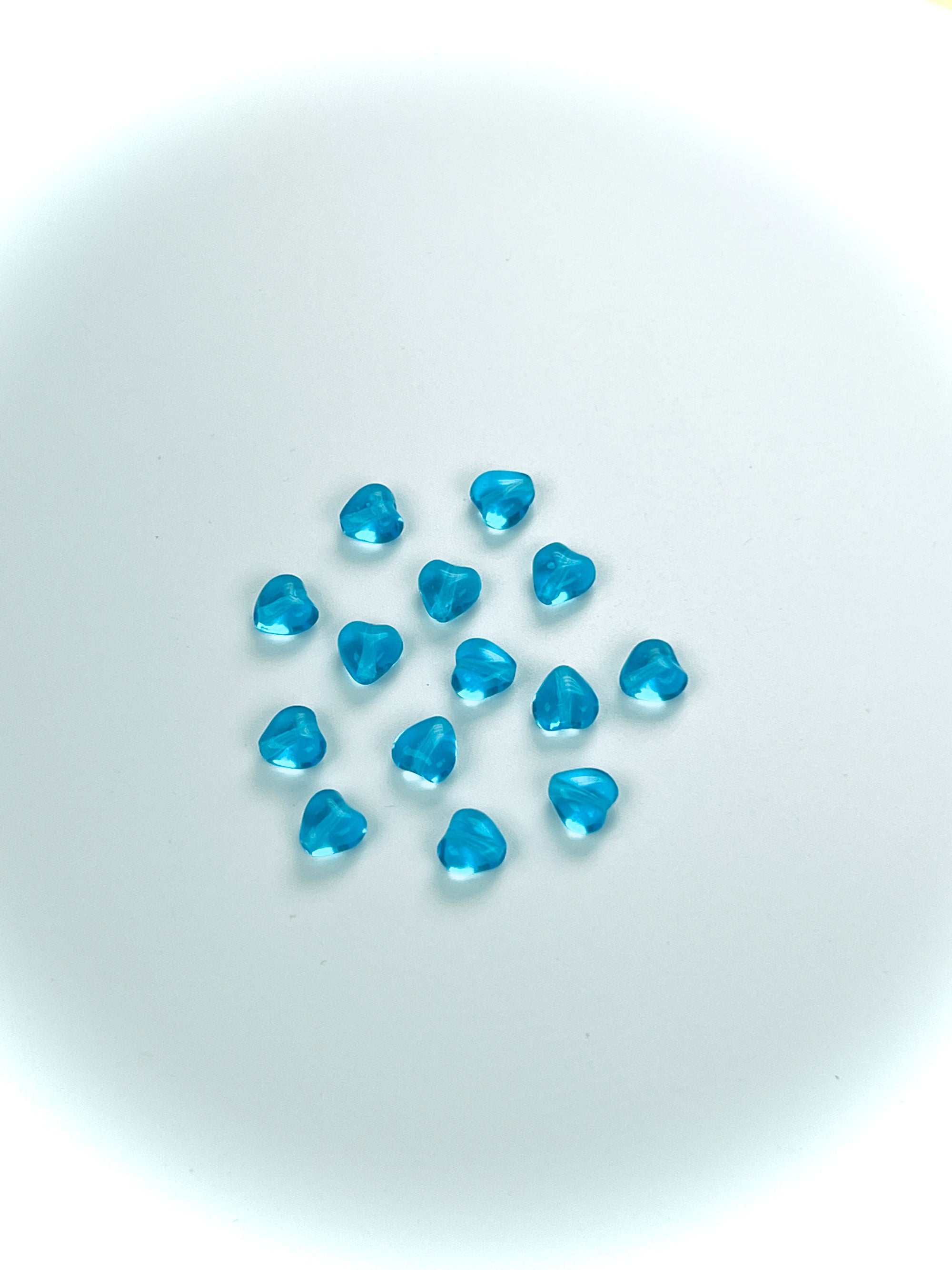 Czech glass Heart shaped druk beads 6x6mm Medium Aqua color, blue, Loose Pressed Beads, 50 pcs, J072