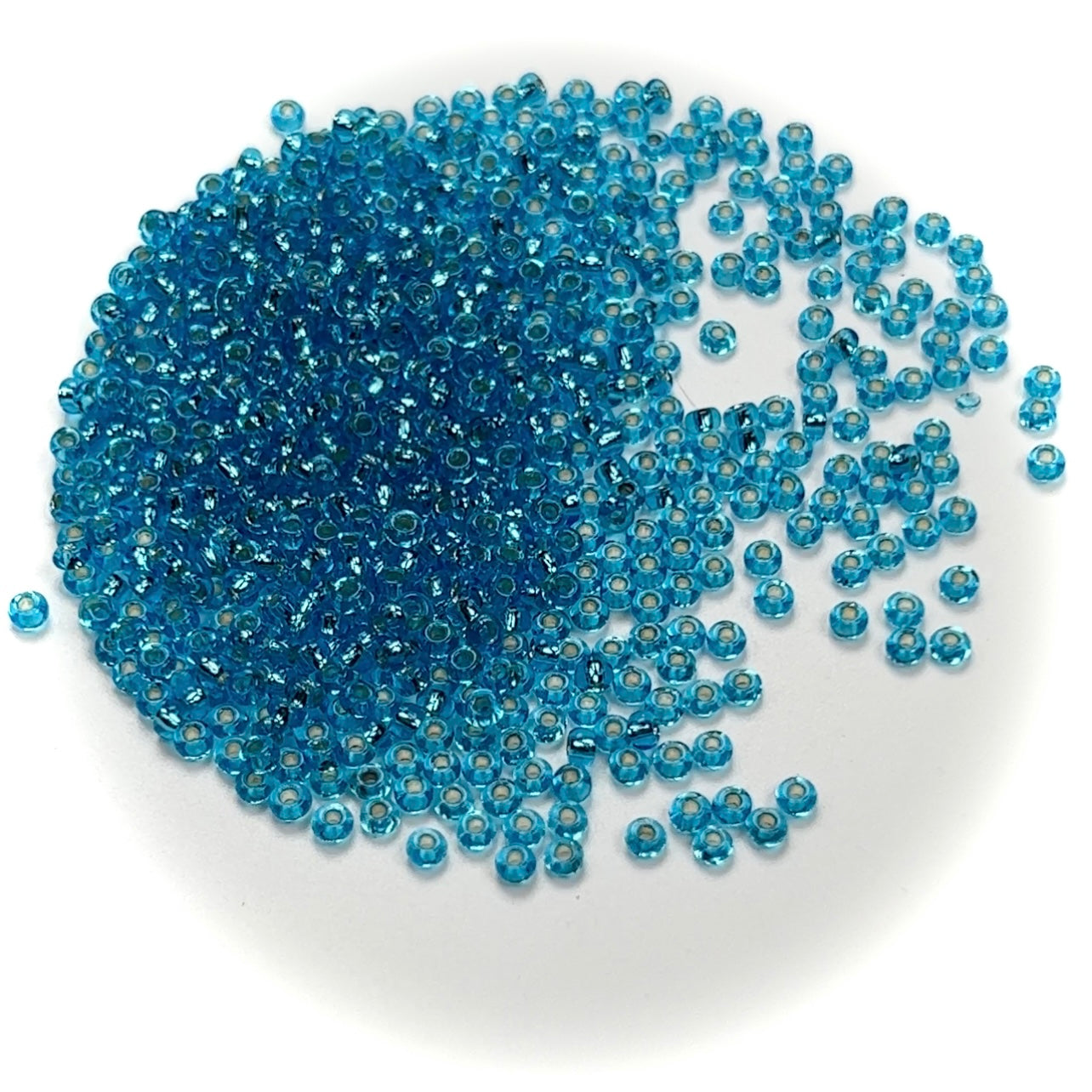 Rocailles size 8/0 (3mm) Aqua Blue Silver Lined, Preciosa Ornela Traditional Czech Glass Seed Beads, 30grams (1 oz), J204
