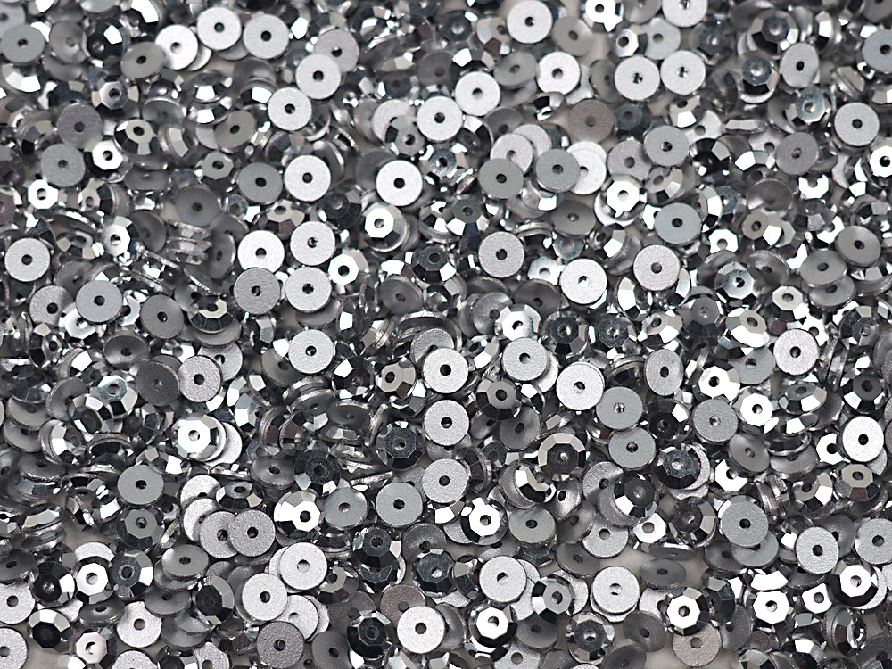 Crystal Labrador CAL, Preciosa Czech MC Loch Rose 1-hole Sew-on Stones Style #438-61-110, 4mm, 1440 pieces, Clear with Silver coating, Silver Foiled, Center Hole Lochrosen