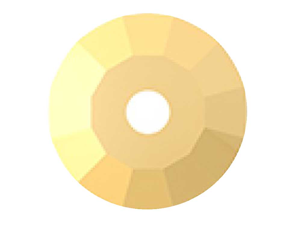 Crystal Aurum Gold, Preciosa Czech MC Loch Rose 1-hole Sew-on Stones Style #438-61-110, 4mm, 1440 pieces, Clear with Golden coating, Silver Foiled, Center Hole Lochrosen