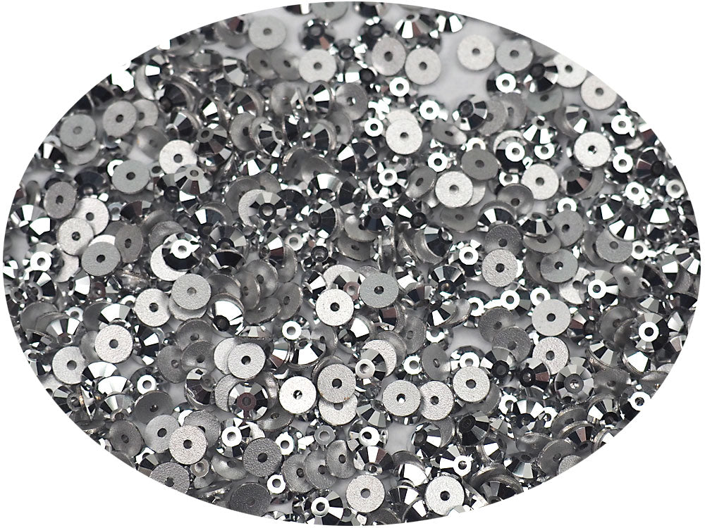 Crystal Labrador Silver, Preciosa Czech MC VIVA Loch Rose 1-hole Sew-on Stones Style #438-61-612, 4mm, 288 pieces, Silver Foiled, Center Hole Lochrosen