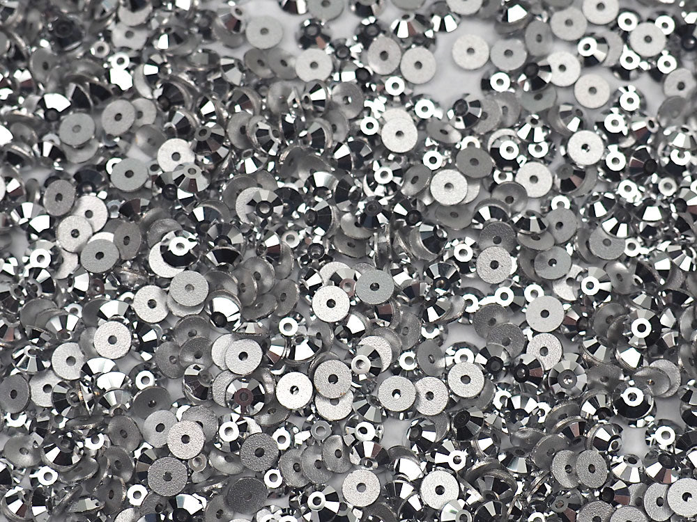Crystal Labrador Silver, Preciosa Czech MC VIVA Loch Rose 1-hole Sew-on Stones Style #438-61-612, 4mm, 288 pieces, Silver Foiled, Center Hole Lochrosen
