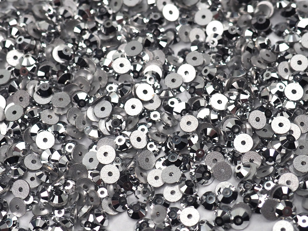 Crystal Labrador Silver, Preciosa Czech MC VIVA Loch Rose 1-hole Sew-on Stones Style #438-61-612, 4mm, 288 pieces, Silver Foiled, Center Hole Lochrosen