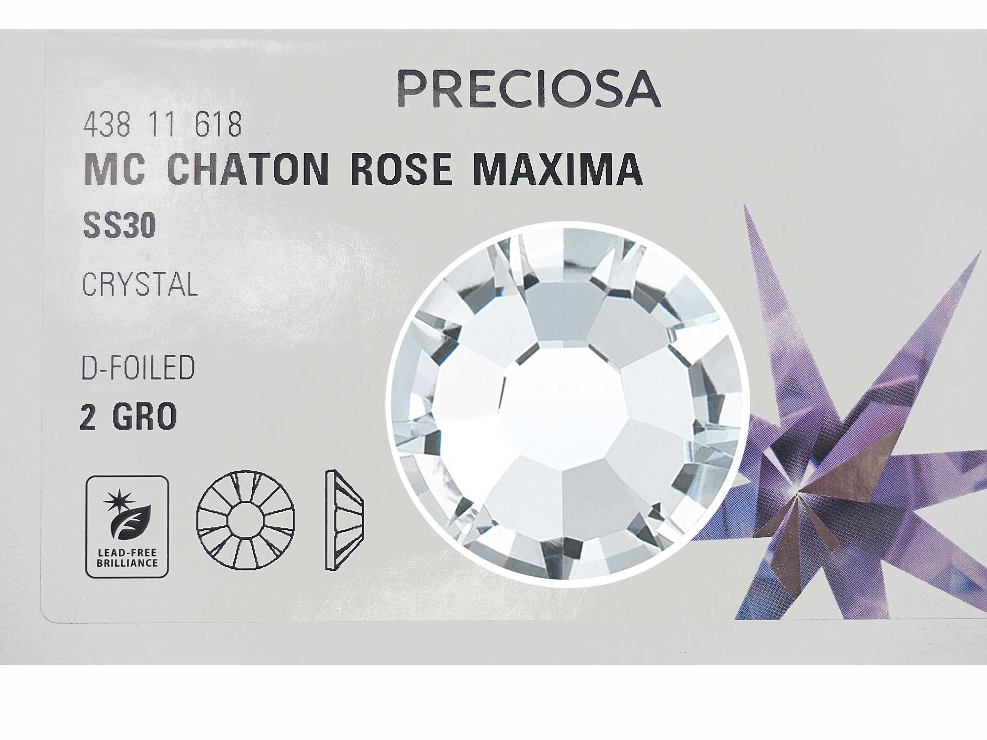 Crystal , Preciosa VIVA or MAXIMA Chaton Roses (Rhinestone Flatbacks), Genuine Czech Crystals, Genuine Czech Crystals, clear