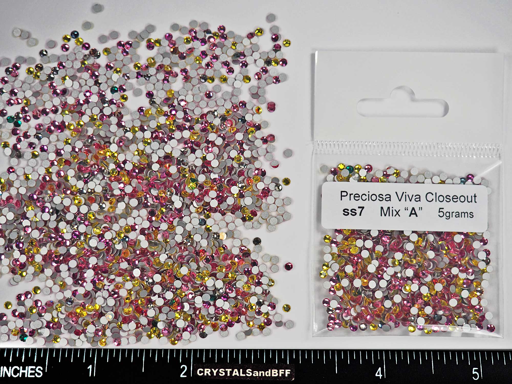 Mix Color "A" CLOSEOUT, ss7, 5grams of Preciosa VIVA Chaton Roses (Rhinestone Flatbacks), Genuine Czech Crystals, nail art BY THE WEIGHT