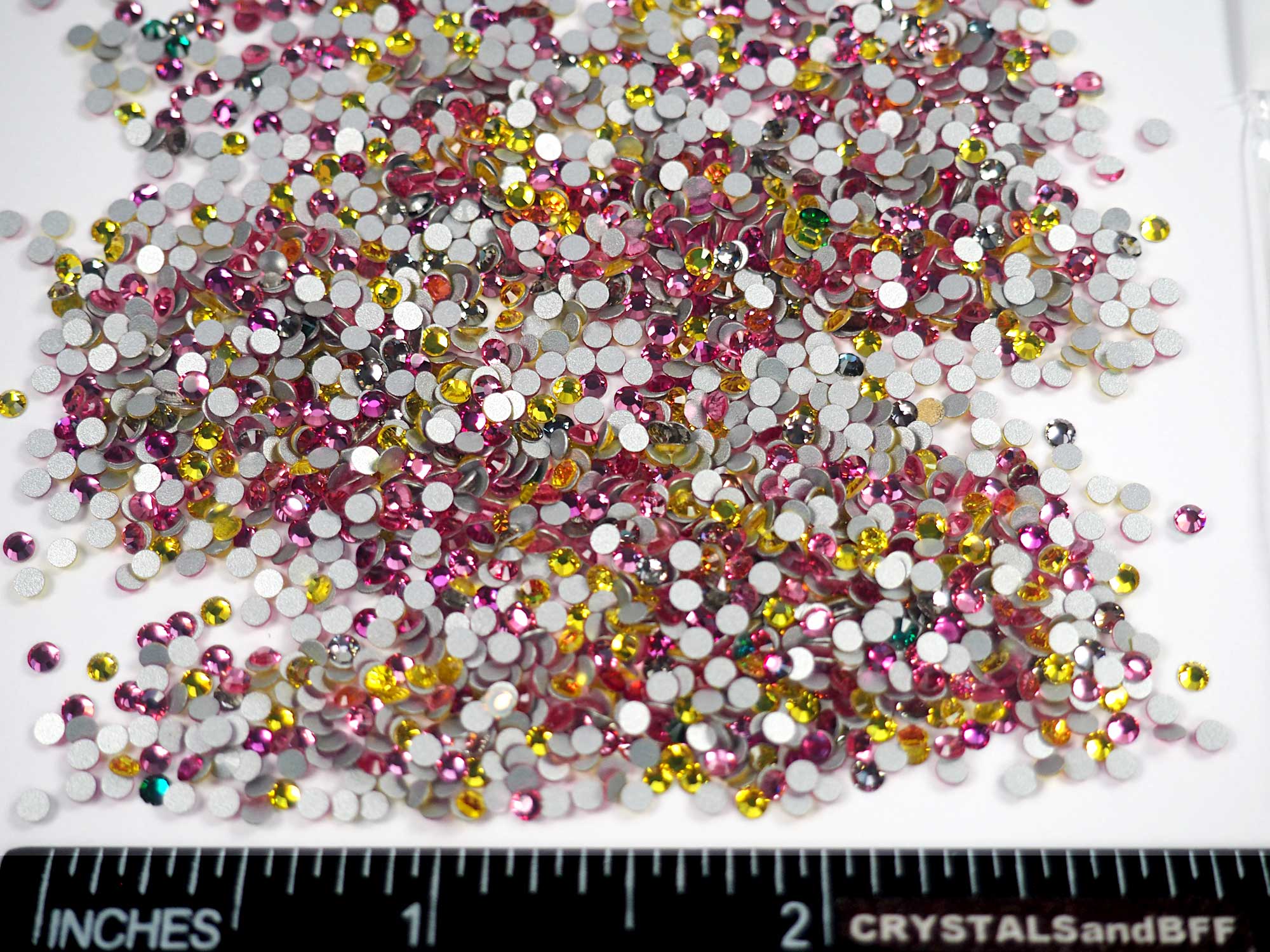 Mix Color "A" CLOSEOUT, ss7, 5grams of Preciosa VIVA Chaton Roses (Rhinestone Flatbacks), Genuine Czech Crystals, nail art BY THE WEIGHT