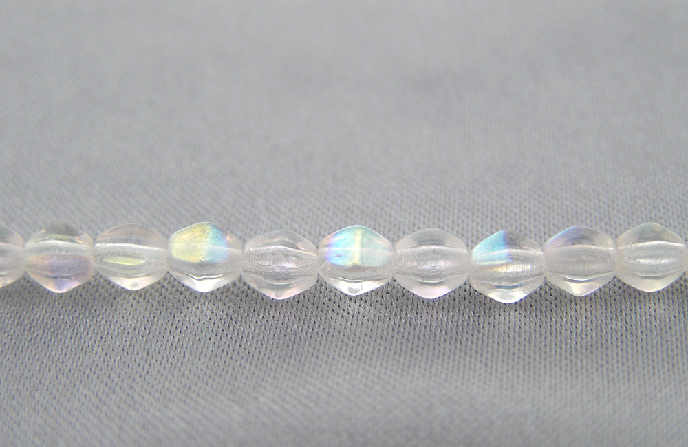 51 Czech Glass Druk Beads 4mm Crystal AB pressed smooth bicone, clear AB, P204