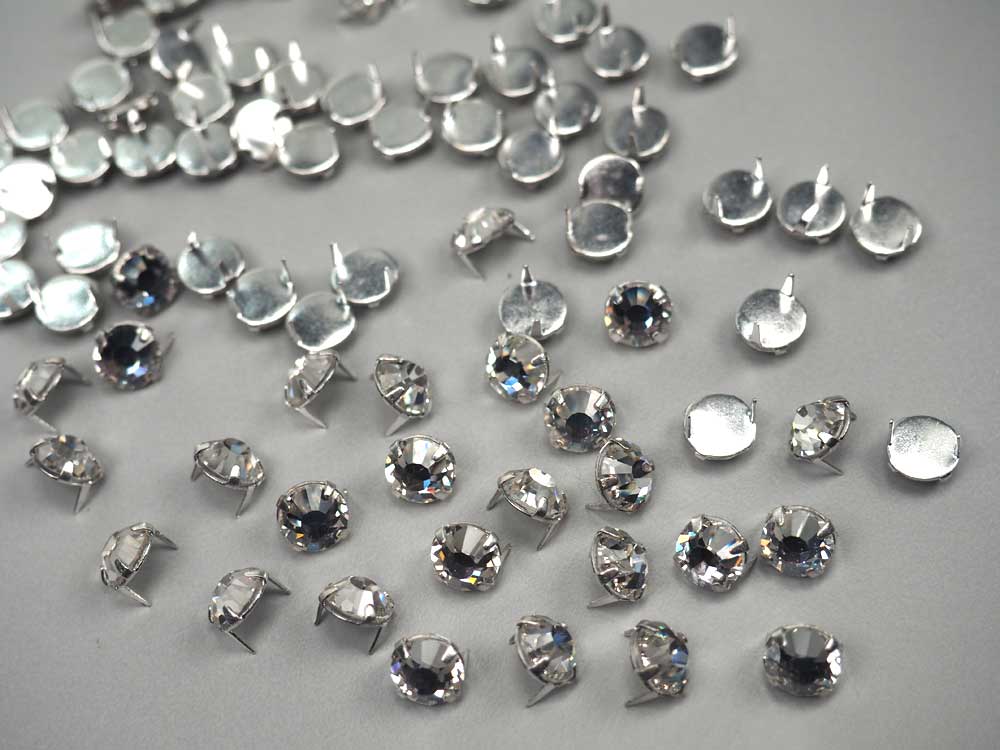 Crystal clear, Preciosa Czech MC Viva12 Flatback Rosemontees in Silver Plated PUNCH Settings, ss30 ~ 6.5mm, 72 pieces