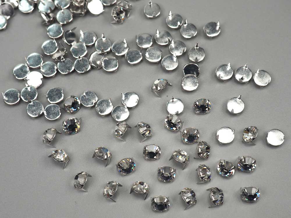 Crystal clear, Preciosa Czech MC Viva12 Flatback Rosemontees in Silver Plated PUNCH Settings, ss20 ~ 5mm, 144 pieces