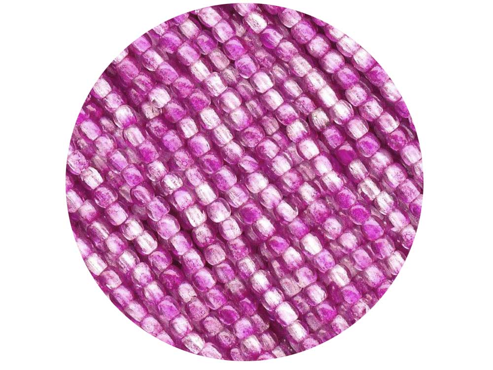'Czech Glass Druk 2mm Round Smooth Beads, Crystal Fuchsia Mix Luster, 1 mass, 1200 pieces, pressed True2 beads, P340
