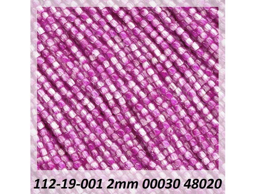 'Czech Glass Druk 2mm Round Smooth Beads, Crystal Fuchsia Mix Luster, 1 mass, 1200 pieces, pressed True2 beads, P340