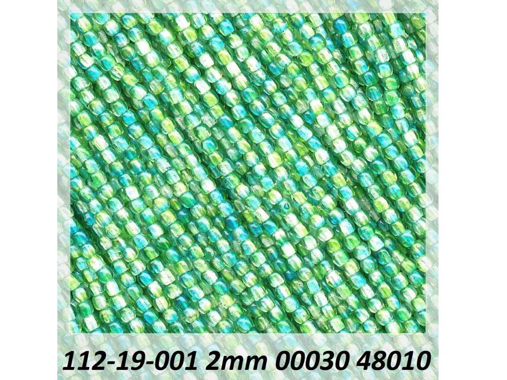 'Czech Glass Druk 2mm Round Smooth Beads, Crystal Green and Yellow Luster, 1 mass, 1200 pieces, pressed True2 beads, P342