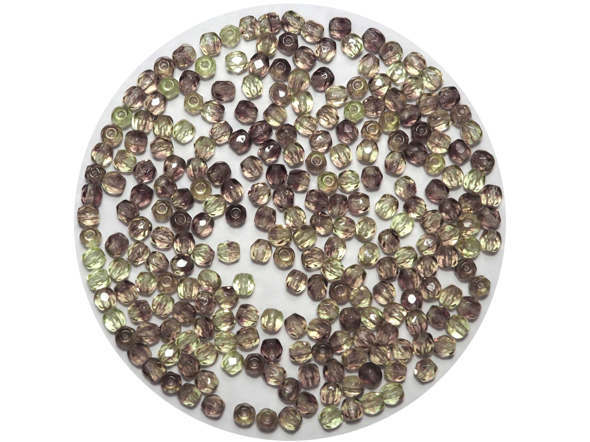 Light Purple and Yellow, 2-tone combination, Czech Fire Polished Round Faceted Glass Beads, 4mm 100pcs, P458