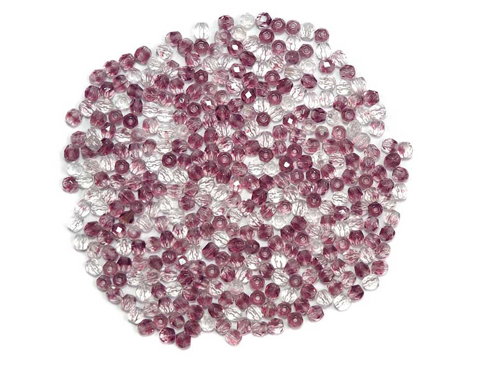 Clear and Purple 2-tone combination, Czech Fire Polished Round Faceted Glass Beads, 4mm 100pcs, P462