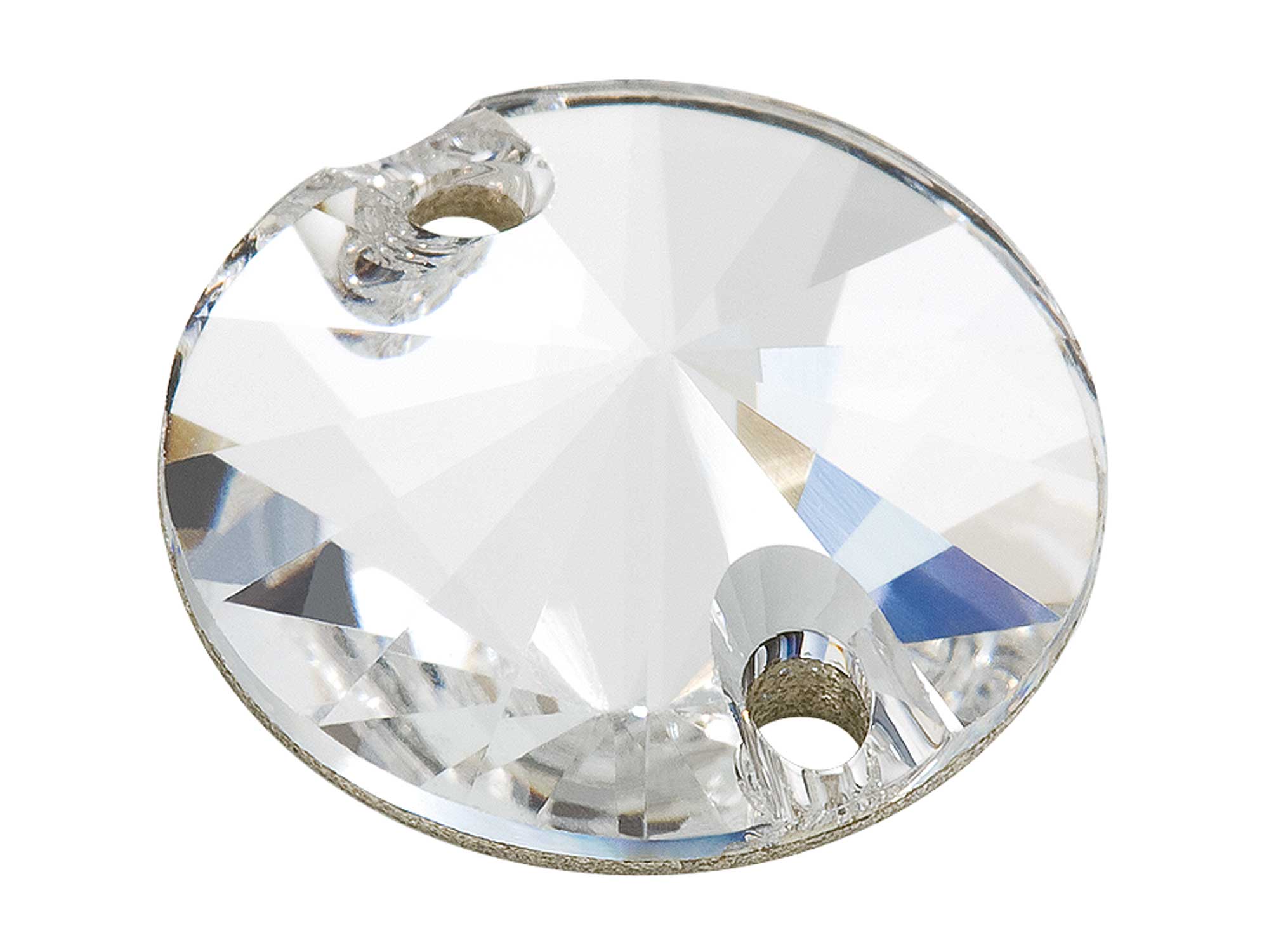 Crystal clear, Preciosa Czech MC RIVOLI Flatback 2-hole Sew-on Stones Style #438-61-302 Silver Foiled, sizes 10mm, 12mm, 14mm