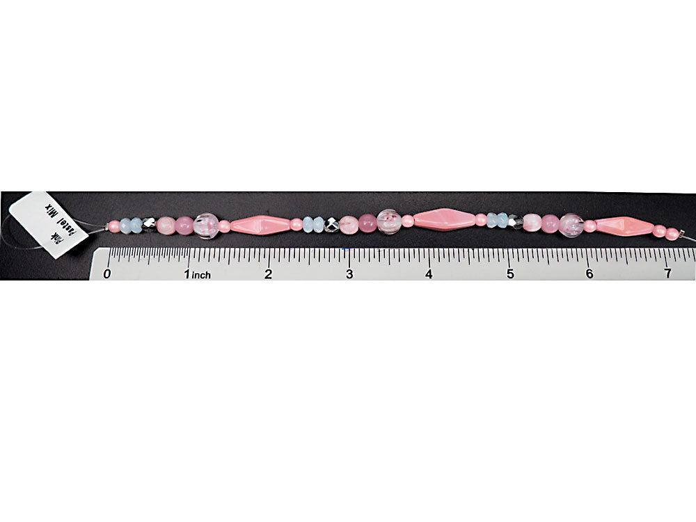 'Mix of Pink Pastel Czech Glass Druk beads, 7” strand, P767