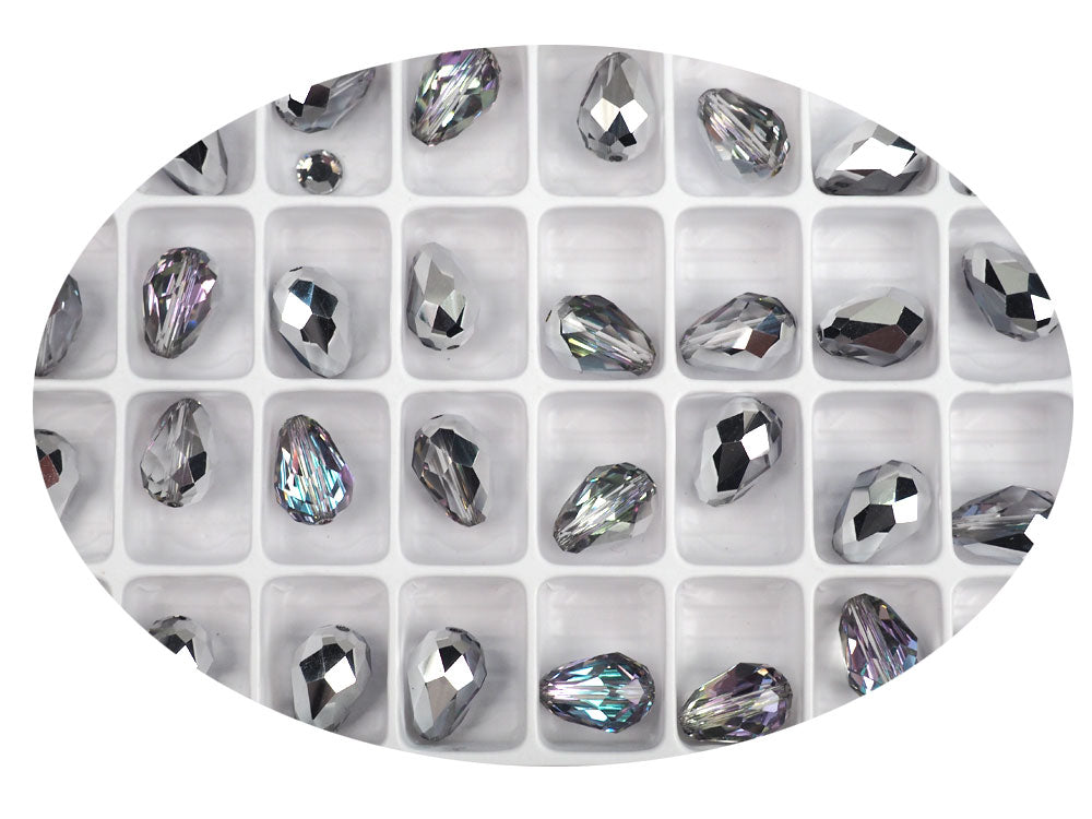 Crystal Vitrail Light, Preciosa Czech Machine Cut Pear Crystal Beads, tear drop shape in size 12x8mm, 12 pieces
