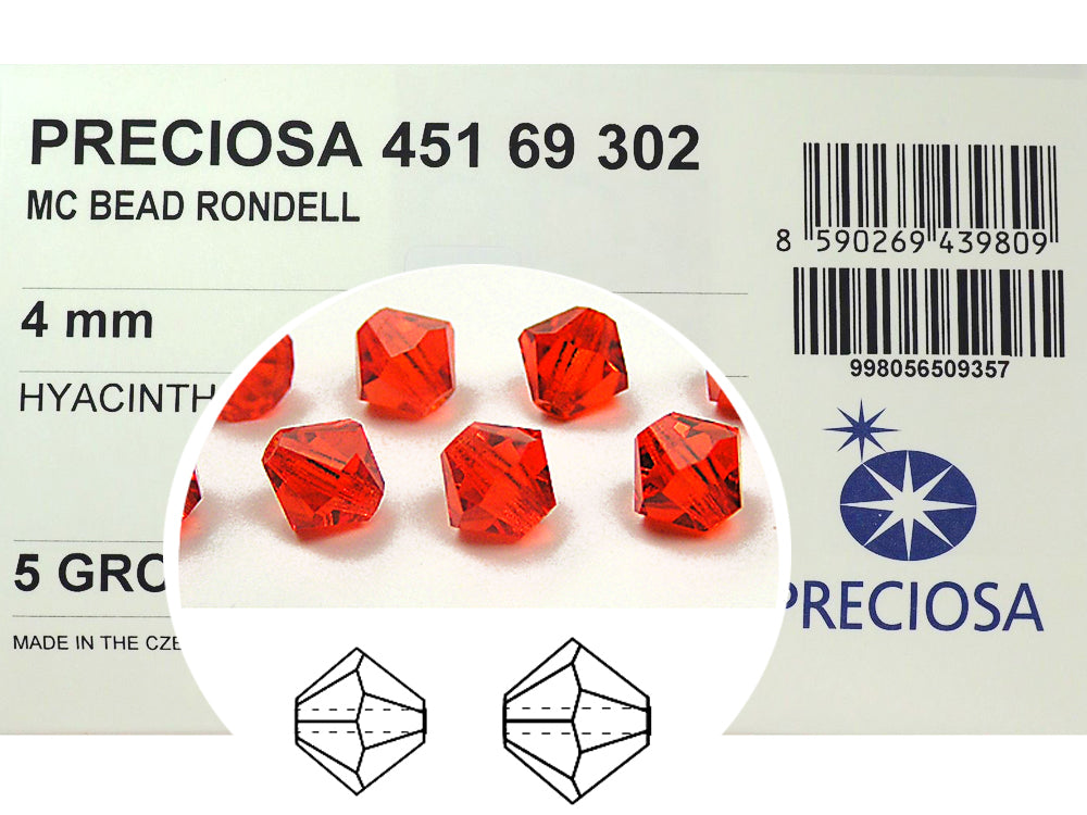 Hyacinth Czech Glass Beads Machine Cut Bicones (MC Rondell Diamond Shape) orange crystals 3mm 4mm 5mm 6mm 8mm