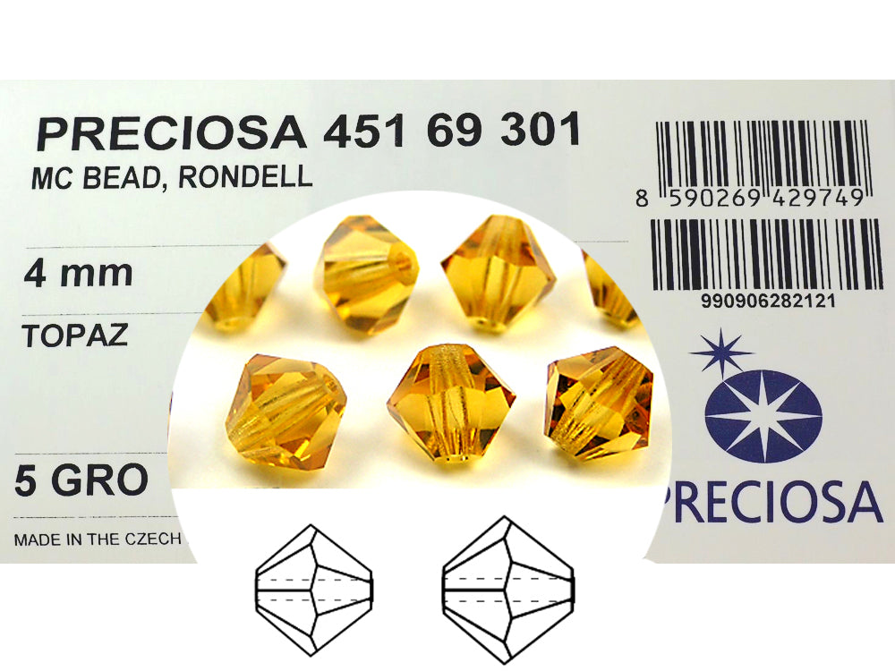 Topaz Czech Glass Beads Machine Cut Bicones MC Rondell Diamond Shape light brown crystals 3mm 4mm 5mm 6mm 8mm 10mm