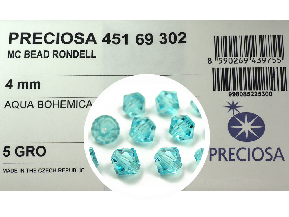 Aqua (Aqua Bohemica), Czech Glass Beads, Machine Cut Bicones (MC Rondell, Diamond Shape), light blue Aquamarine, Aqua Bohemica crystals