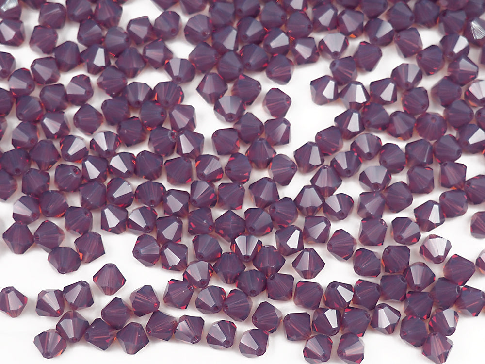 Amethyst Opal (Preciosa color, OUT OF PRODUCTION) Czech Glass Beads Machine Cut Bicones (MC Rondell Diamond Shape) milky purple crystals 5mm 6mm