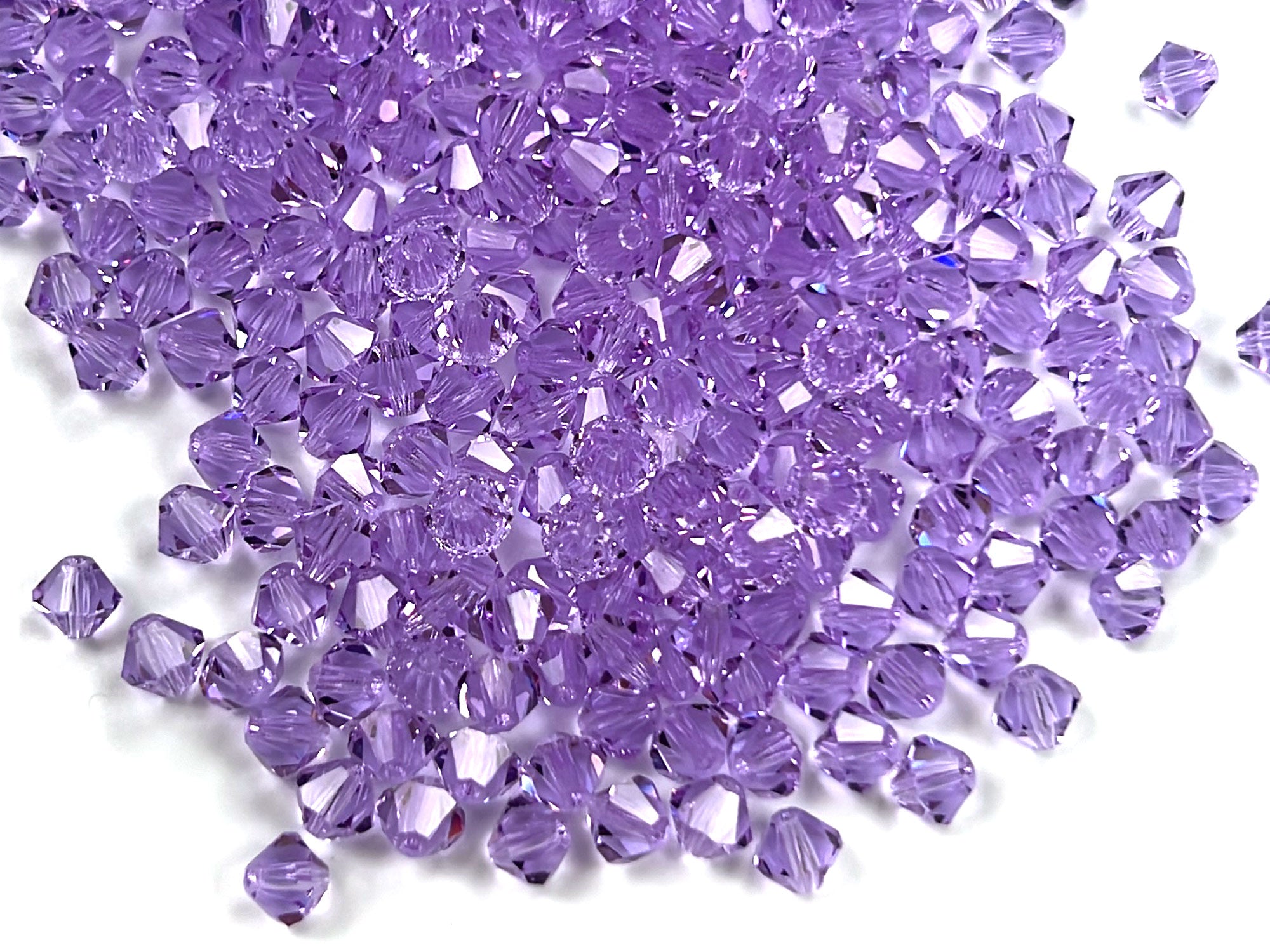 Violet Czech Glass Beads Machine Cut Bicones (MC Rondell Diamond Shape) transparent rich purple crystals 3mm 4mm 5mm 6mm 8mm