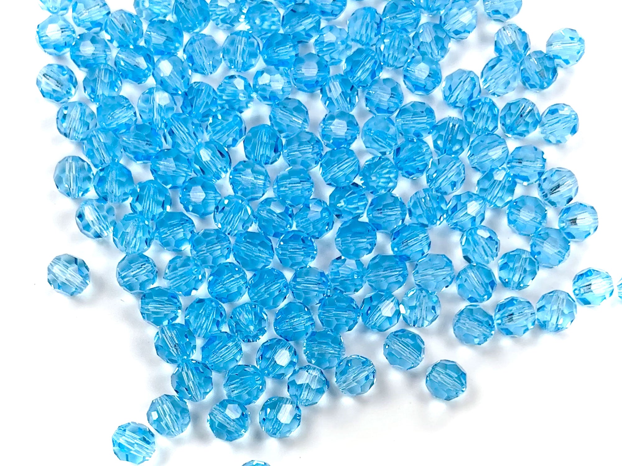 Aquamarine blue, Czech Machine Cut Round Crystal Beads, 7mm Rosary size, 144 pieces